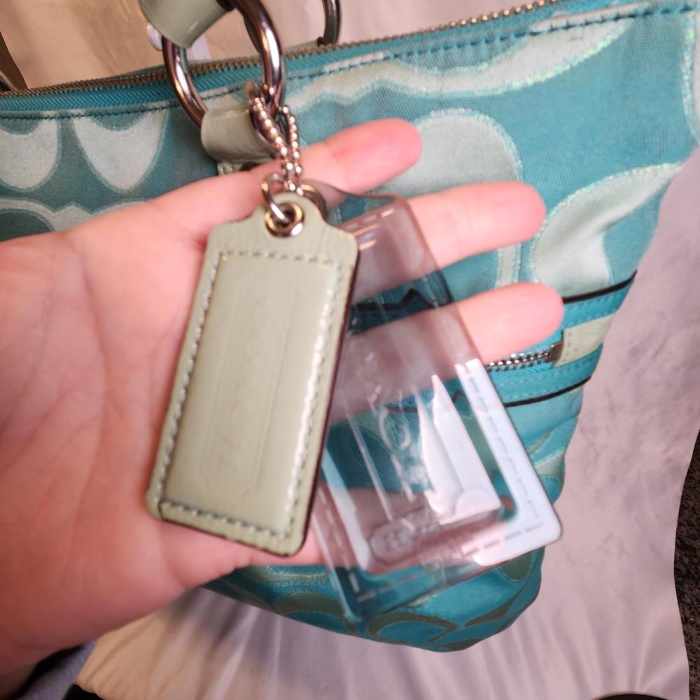 Coach Poppy Signature Glam Tote Aqua - Picture 4 of 15